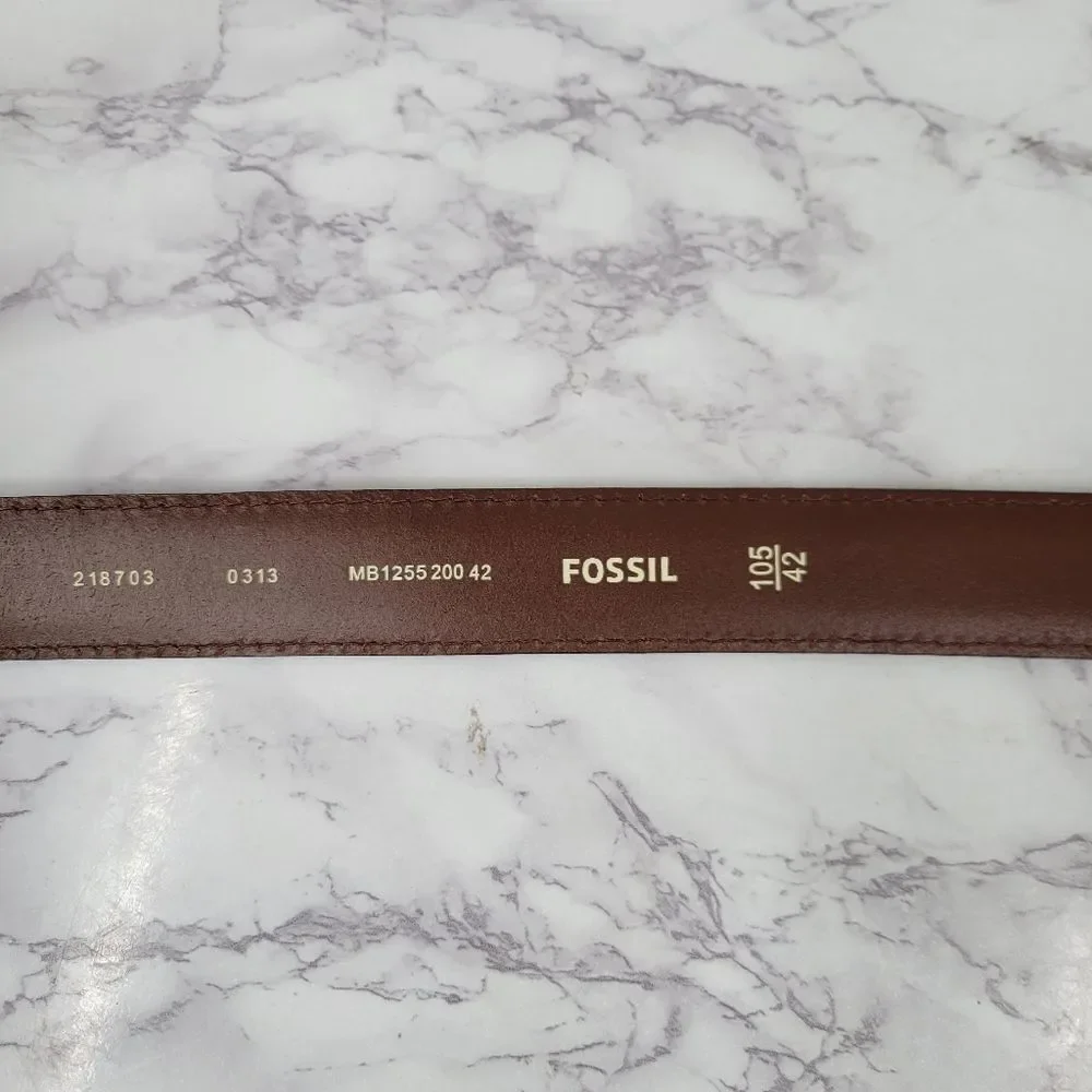 Fossil Men's Tan Leather Belt Size 42